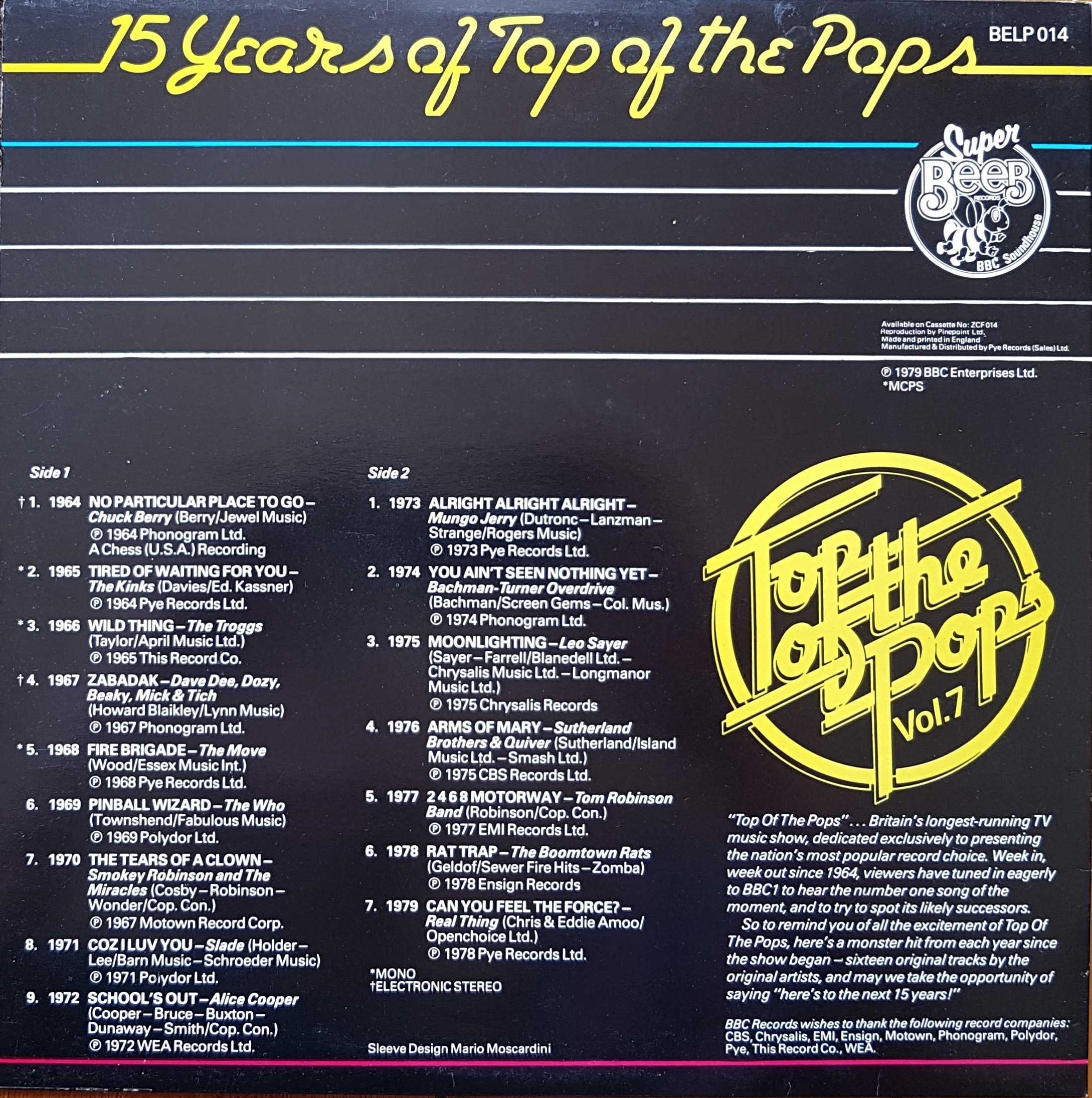 Picture of BELP 014 15 years of top of the pops (Top of the pops volume 7) by artist Various from the BBC records and Tapes library